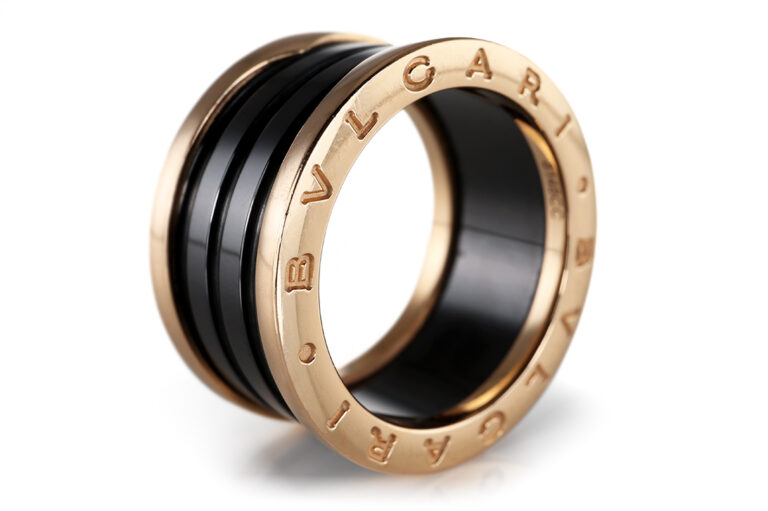 Ring Bvlgari B. Zero 1 schwarz Keramik 4-Band 750 Rosegold Gr 57 [BRORS 20758]