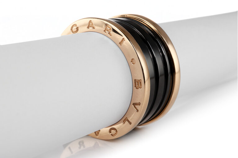 Ring Bvlgari B. Zero 1 schwarz Keramik 4-Band 750 Rosegold Gr 57 [BRORS 20758]