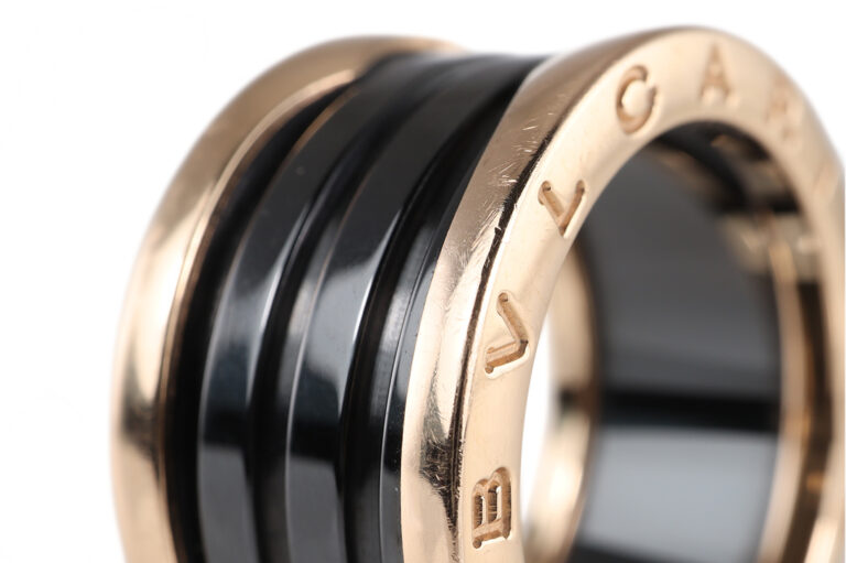 Ring Bvlgari B. Zero 1 schwarz Keramik 4-Band 750 Rosegold Gr 57 [BRORS 20758]