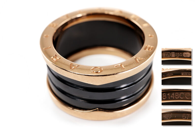 Ring Bvlgari B. Zero 1 schwarz Keramik 4-Band 750 Rosegold Gr 57 [BRORS 20758]