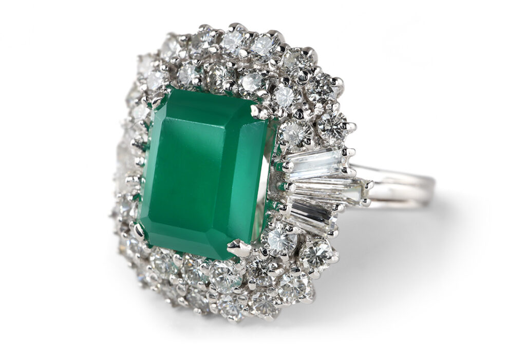 Ring Chrysopras 2,6 ct 38 Diamanten 2,0 ct 750 Gold IGI Gutachten [BRORS 20759]