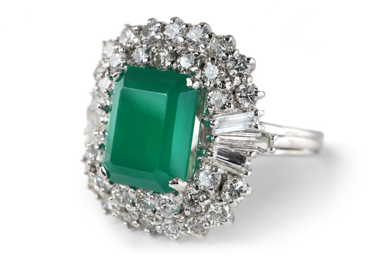 Ring Chrysopras 2,6 ct 38 Diamanten 2,0 ct 750 Gold IGI Gutachten [BRORS 20759]