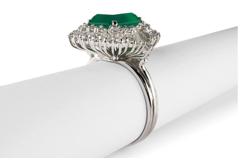 Ring Chrysopras 2,6 ct 38 Diamanten 2,0 ct 750 Gold IGI Gutachten [BRORS 20759]