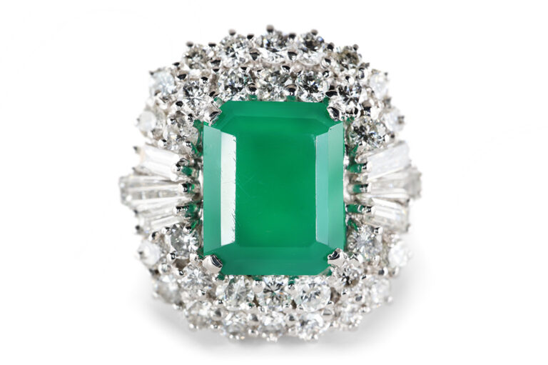 Ring Chrysopras 2,6 ct 38 Diamanten 2,0 ct 750 Gold IGI Gutachten [BRORS 20759]