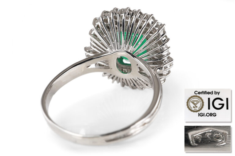 Ring Chrysopras 2,6 ct 38 Diamanten 2,0 ct 750 Gold IGI Gutachten [BRORS 20759]