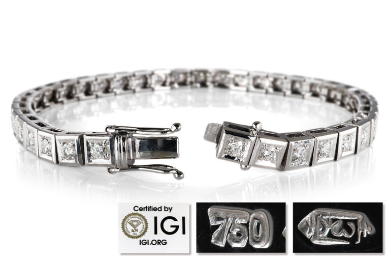 Tennisarmband 38 Brillanten 2 ct D-E-F VVS-SI 2 Gold IGI 19,5 cm [BRORS 20760]