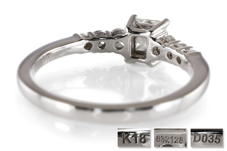 Ring 1 Diamant 0,54 ct G/P2 + 6 Brillanten 750 Weissgold DPL Gr 54 [BRORS 20762]