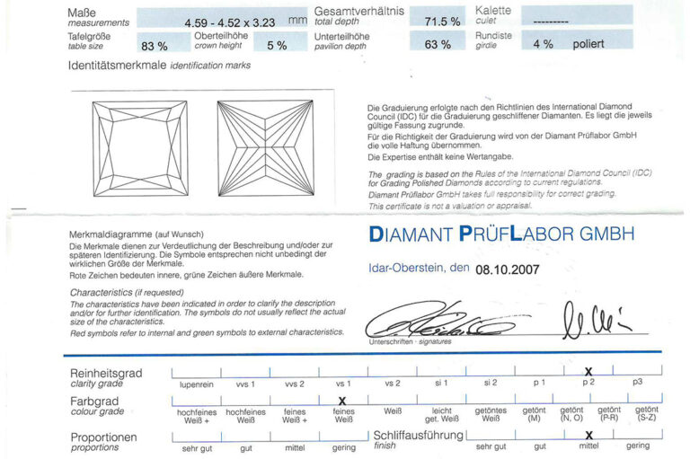 Ring 1 Diamant 0,54 ct G/P2 + 6 Brillanten 750 Weissgold DPL Gr 54 [BRORS 20762]