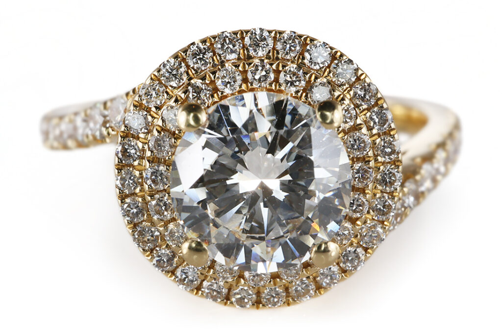 Ring Brillant Einkaräter G/SI2 + 63 Brillanten 750 Gold DPL Gr 54 [BRORS 20785]