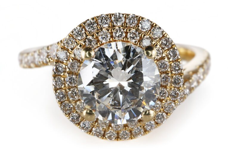 Ring Brillant Einkaräter G/SI2 + 63 Brillanten 750 Gold DPL Gr 54 [BRORS 20785]