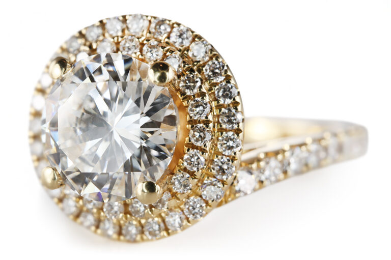 Ring Brillant Einkaräter G/SI2 + 63 Brillanten 750 Gold DPL Gr 54 [BRORS 20785]