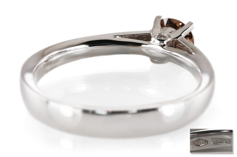 Ring 1 Diamant 0,68 FANCY brown + 12 Brillanten 750 Gold DPL Gr 54 [BRORS 20786]