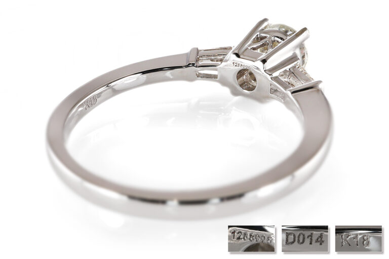Ring 1 Brillant 0,57 ct J/SI2 + 2 Diamanten 750 Weißgold DPL Gr 54 [BRORS 20787]