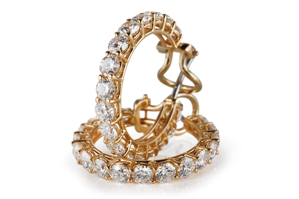 Ohrringe Creolen 34 Brillanten 3,4 ct E-F/VVS-VS 750 IGI Ø 21,8 mm [BRORS 20789]