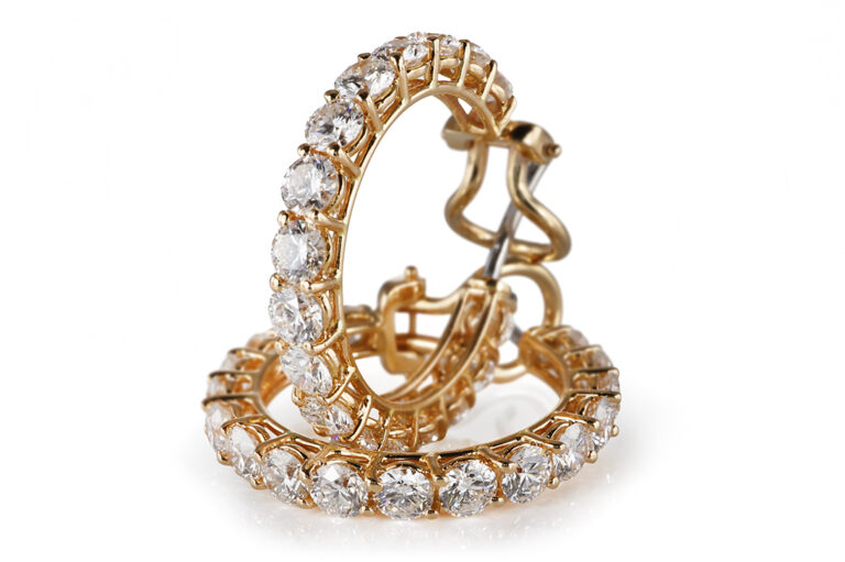 Ohrringe Creolen 34 Brillanten 3,4 ct E-F/VVS-VS 750 IGI Ø 21,8 mm [BRORS 20789]