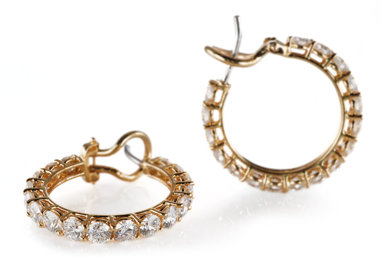 Ohrringe Creolen 34 Brillanten 3,4 ct E-F/VVS-VS 750 IGI Ø 21,8 mm [BRORS 20789]