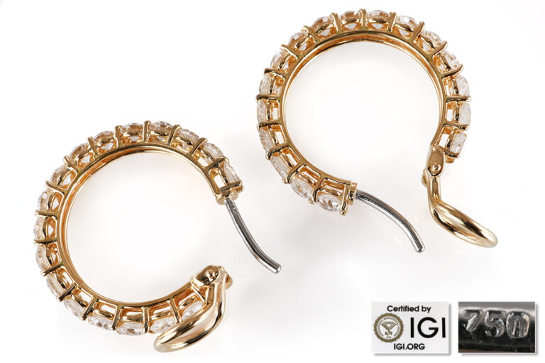Ohrringe Creolen 34 Brillanten 3,4 ct E-F/VVS-VS 750 IGI Ø 21,8 mm [BRORS 20789]