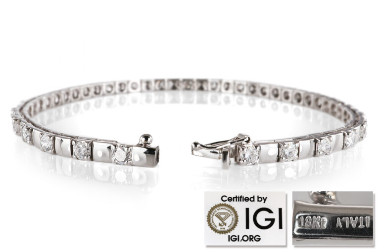 Armband 27 Brillanten 3,3 ct ct TW/VS-SI 750 Weißgold IGI 20 cm [BRORS 20793]