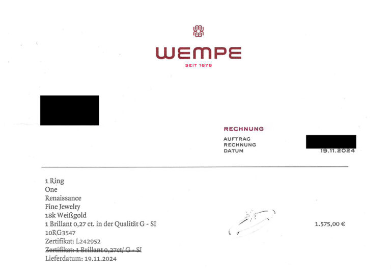 Wempe Renaissance Ring 1 Brillant 0,27 ct G/SI 750 Weißgold Gr 56 [BRORS 20812]
