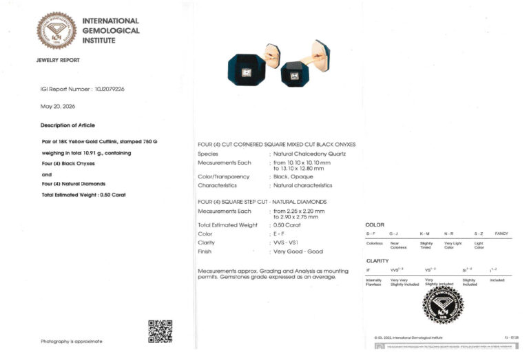 Frackset 5 Smokingknöpfe +Manschettenknöpfe Onyx Diamanten 750 IGI [BRORS 20752]