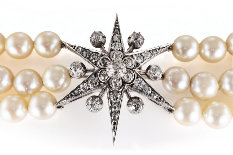RÜSCHENBECK Salzwasser Perlenkette 186 Perlen Diamanten 2,7 ct IGI [BRORS 20817]