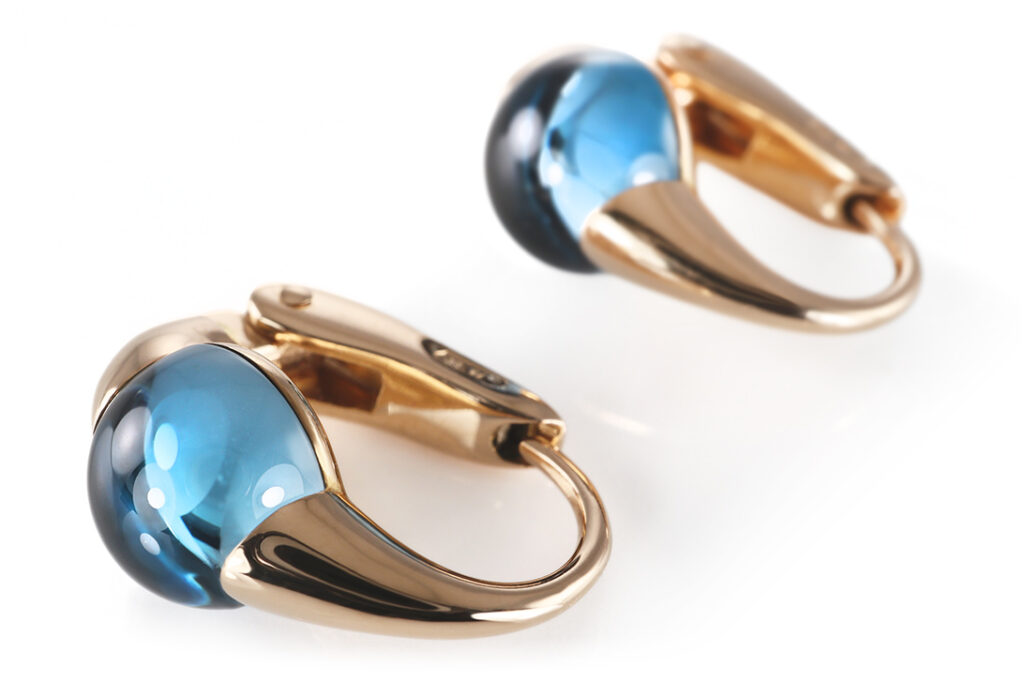 Pomellato Ohrringe M’ama non M’ama London Blue Topas 750 Gelbold [BRORS 20842]