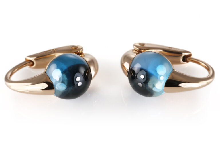 Pomellato Ohrringe M’ama non M’ama London Blue Topas 750 Gelbold [BRORS 20842]
