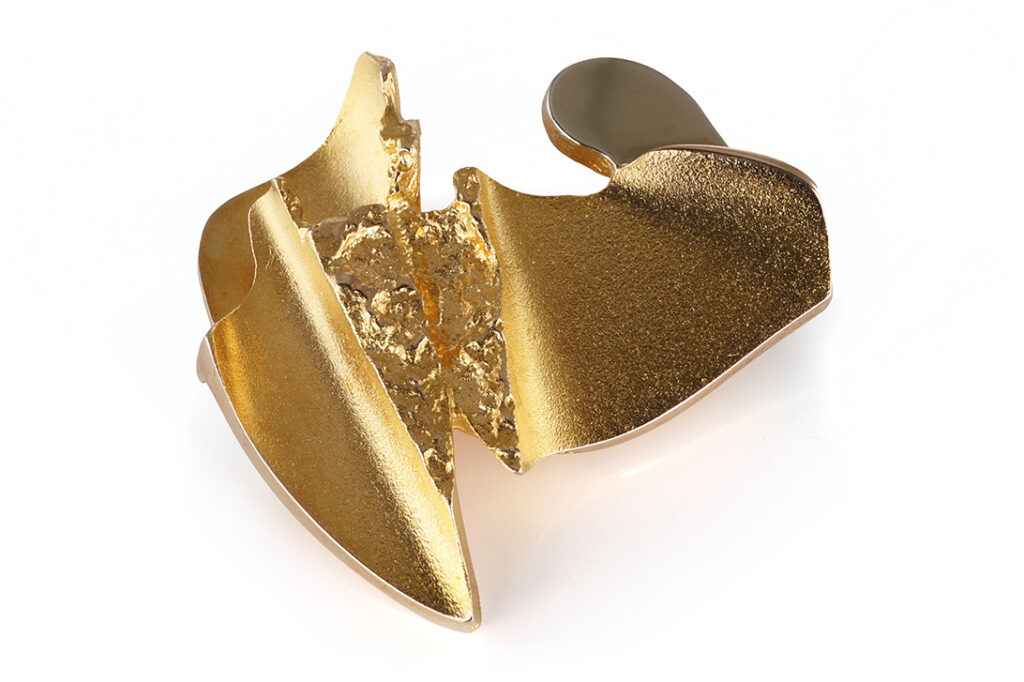 Brosche Lapponia Björn Weckström *Lotus* vintage 1979 585 Gold [BRORS 20844]
