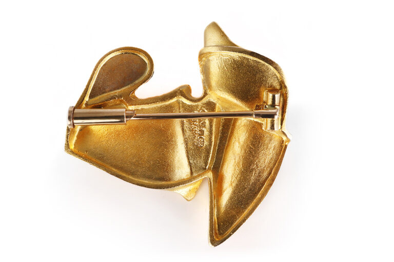 Brosche Lapponia Björn Weckström *Lotus* vintage 1979 585 Gold [BRORS 20844]