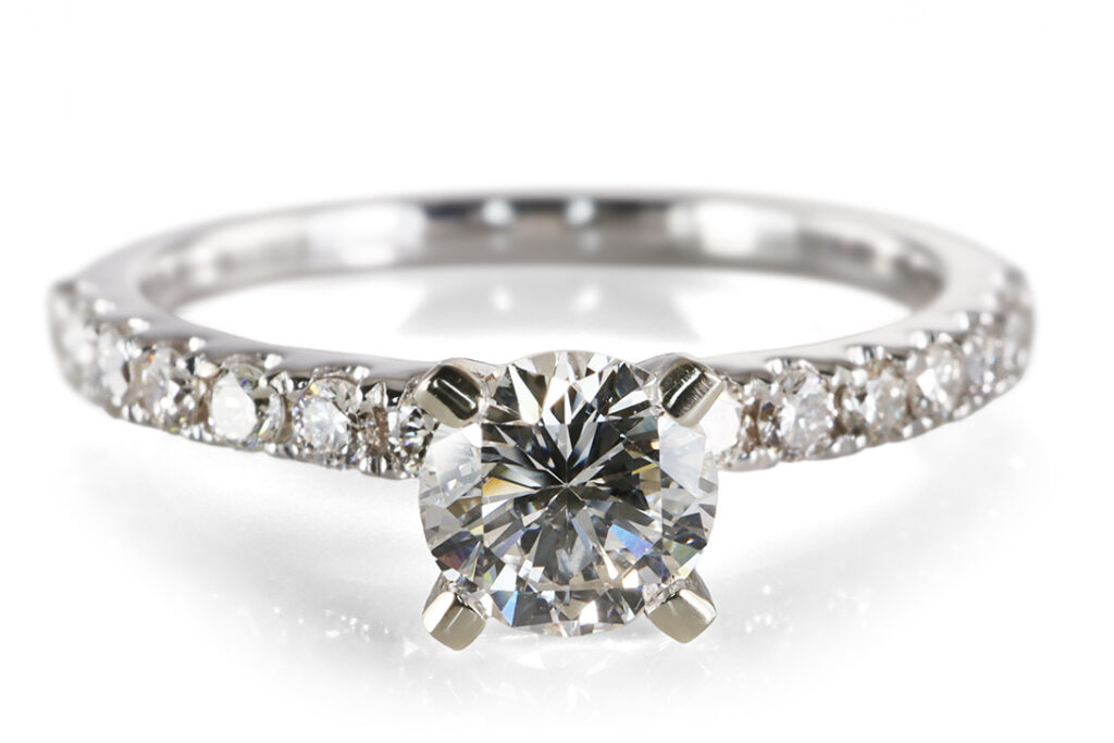 Ring 1 Brillant 0,51 ct H/VVS1 + 14 Brillanten 585 Gold DPL Gr. 54 [BRORS 20846]