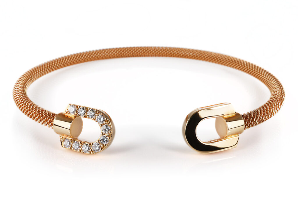 Armreif Leo Wittwer 10 Brillanten ca 0,3 ct TW/VS 750 Gelbgold [BRORS 20862]