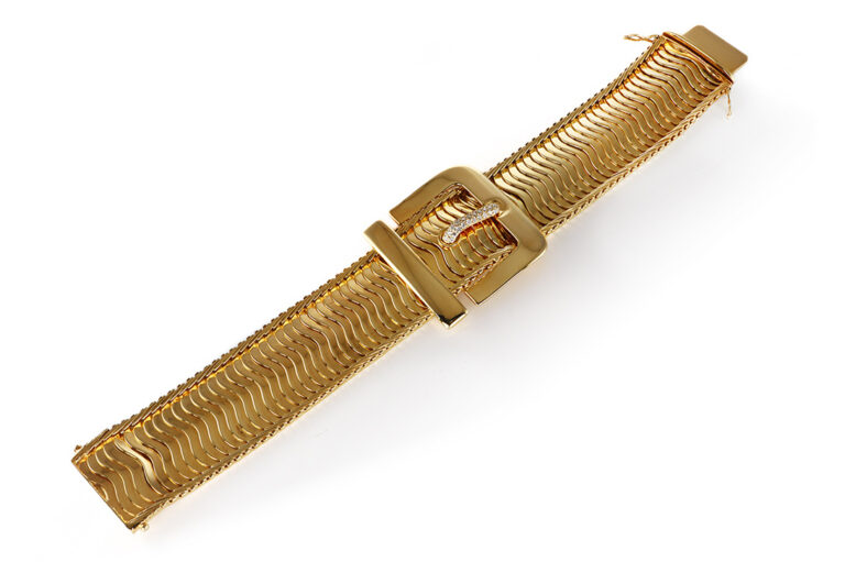 Armband Belt Buckle 34 Brillanten ca. 0,4 ct TW/VS 750 Gelbgold [BRORS 20863]