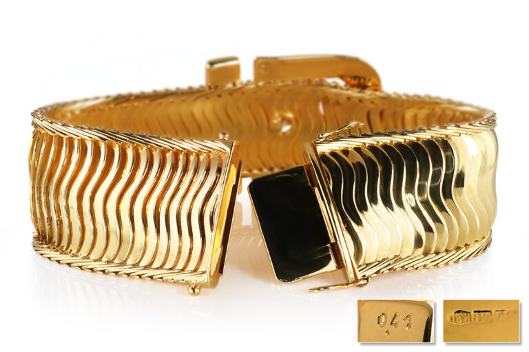 Armband Belt Buckle 34 Brillanten ca. 0,4 ct TW/VS 750 Gelbgold [BRORS 20863]