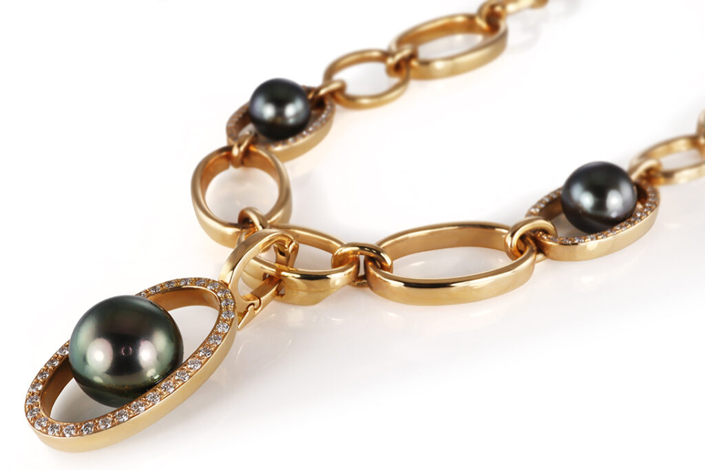 Kette Gliederkette 102 Brillanten TW/VS Tahitiperlen 750 Rosegold [BRORS 20868]
