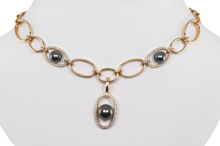 Kette Gliederkette 102 Brillanten TW/VS Tahitiperlen 750 Rosegold [BRORS 20868]