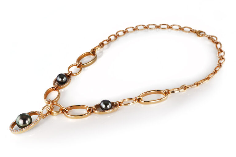 Kette Gliederkette 102 Brillanten TW/VS Tahitiperlen 750 Rosegold [BRORS 20868]