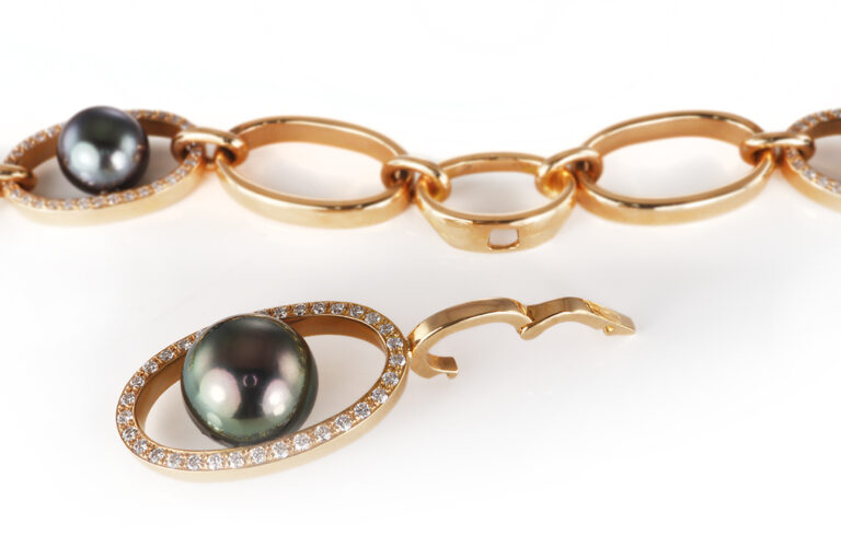 Kette Gliederkette 102 Brillanten TW/VS Tahitiperlen 750 Rosegold [BRORS 20868]