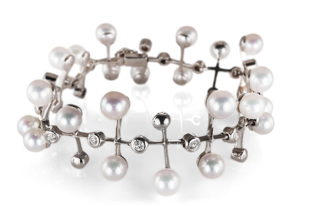 Armband Perlenarmband 16 Brillanten ca 0,76 ct TW/VS 750 Weißgold [BRORS 20869]