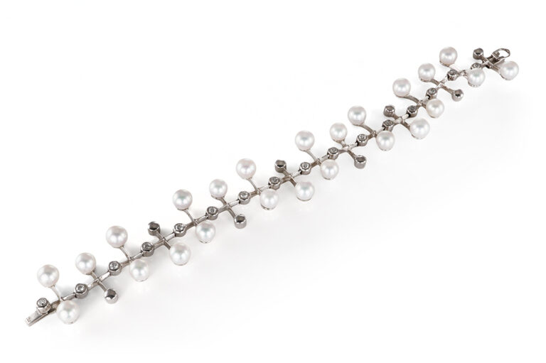 Armband Perlenarmband 16 Brillanten ca 0,76 ct TW/VS 750 Weißgold [BRORS 20869]