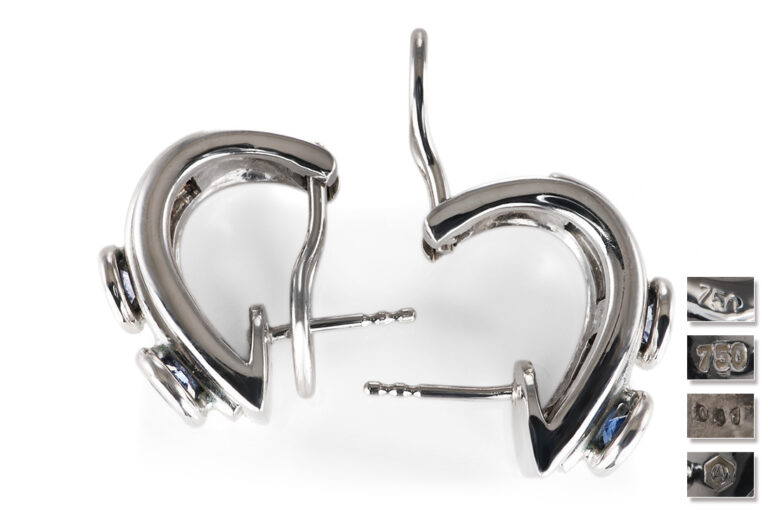 Ohrstecker A.ODENWALD MELODY 4 bunte Saphire 0,8 ct 750 Weißgold [BRORS 20875]