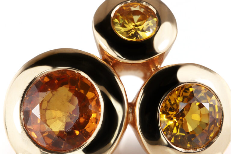 Ohrstecker A.ODENWALD MELODY 6 bunte Saphire 3,36 ct 750 Gelbgold [BRORS 20876]