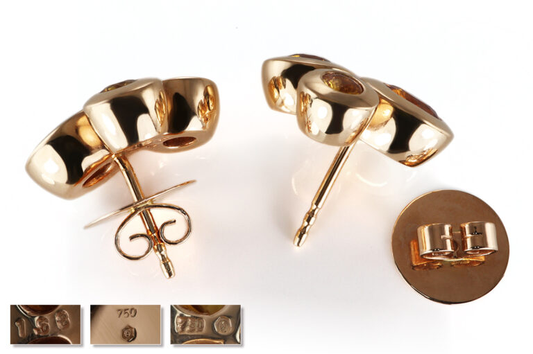 Ohrstecker A.ODENWALD MELODY 6 bunte Saphire 3,36 ct 750 Gelbgold [BRORS 20876]