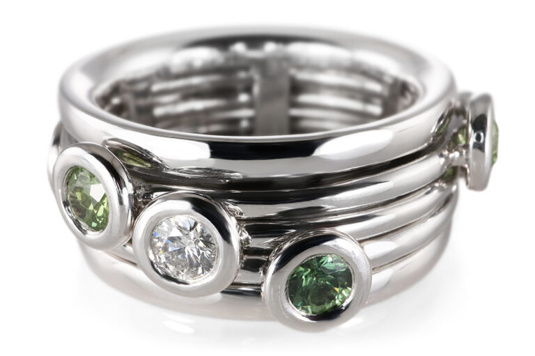 Ring A.ODENWALD TWIST 6 Saphire 3 Brillanten 750 Weißgold [BRORS 20879]