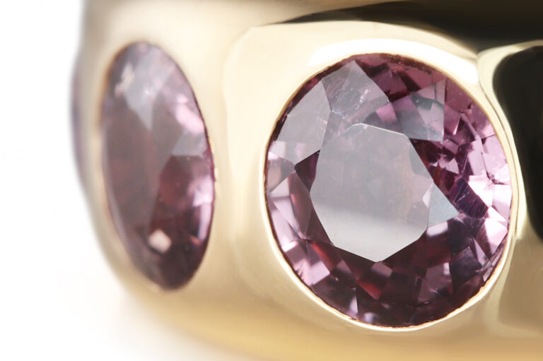 Ring A.ODENWALD Bandring 4 pinke Saphire 750 Gelbgold Gr 55 [BRORS 20881]