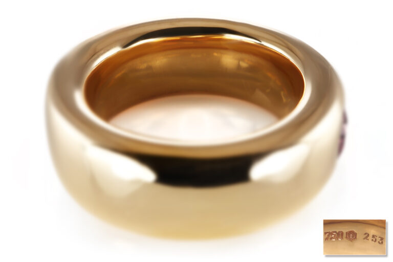 Ring A.ODENWALD Bandring 4 pinke Saphire 750 Gelbgold Gr 55 [BRORS 20881]