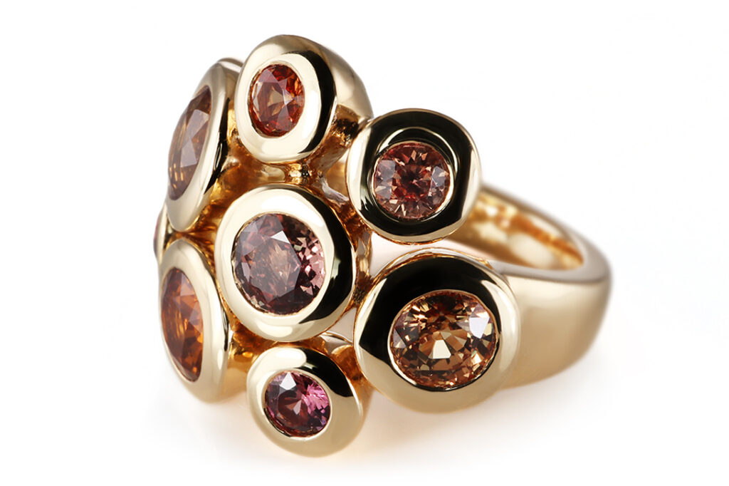 Ring A.ODENWALD MELODY 9 bunte Saphire 750 Gelbgold Gr 56 [BRORS 20882]