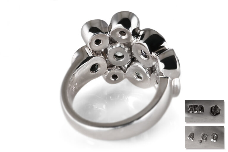 Ring A.ODENWALD MELODY 9 bunte Saphire 750 Weißgold Gr 56 [BRORS 20883]