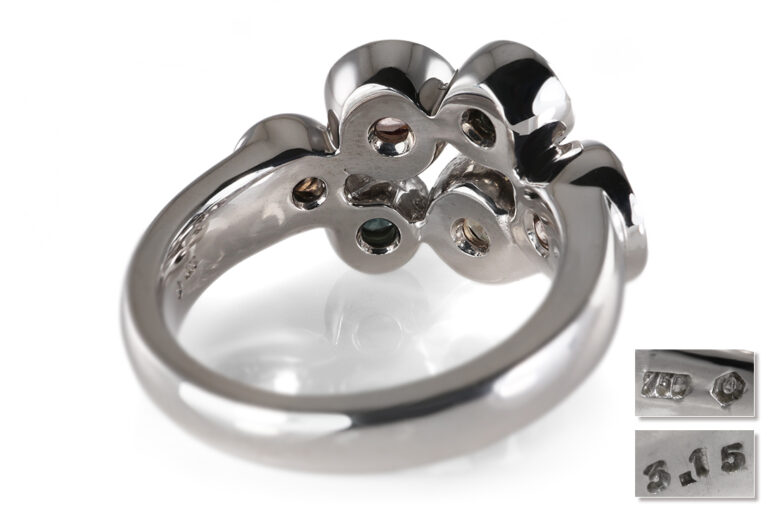 Ring A.ODENWALD MELODY 6 bunte Saphire 750 Weißgold Gr 56 [BRORS 20885]