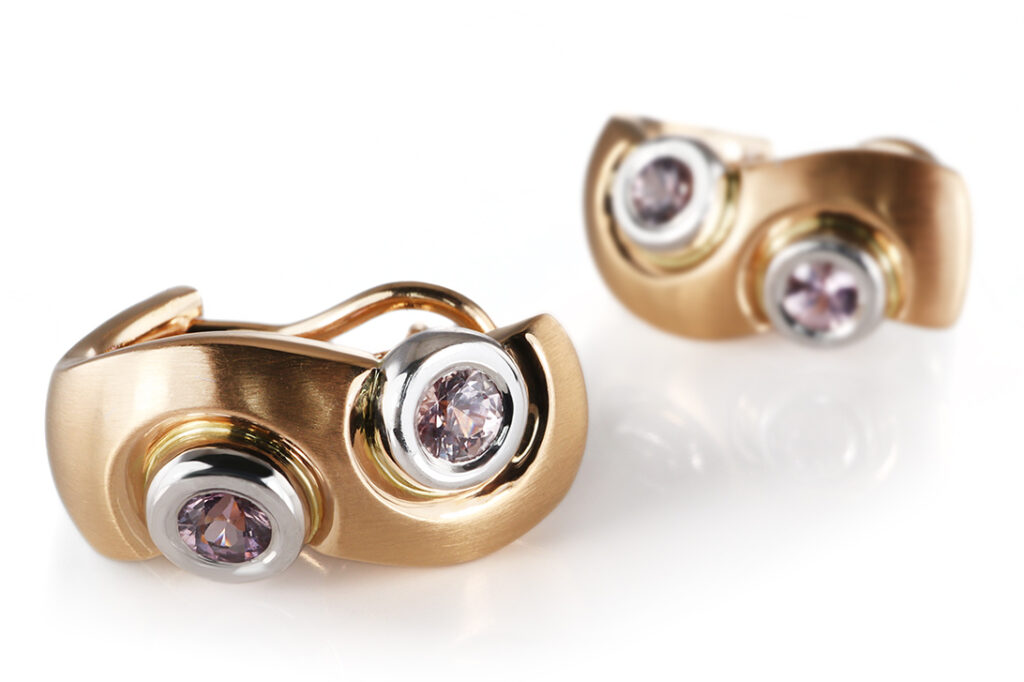 Ohrstecker A.ODENWALD TANGO 4 bunte Saphire 0,74 ct 750 Gelbgold [BRORS 20886]