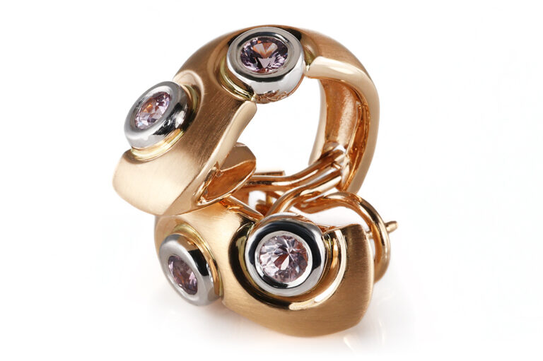 Ohrstecker A.ODENWALD TANGO 4 bunte Saphire 0,74 ct 750 Gelbgold [BRORS 20886]